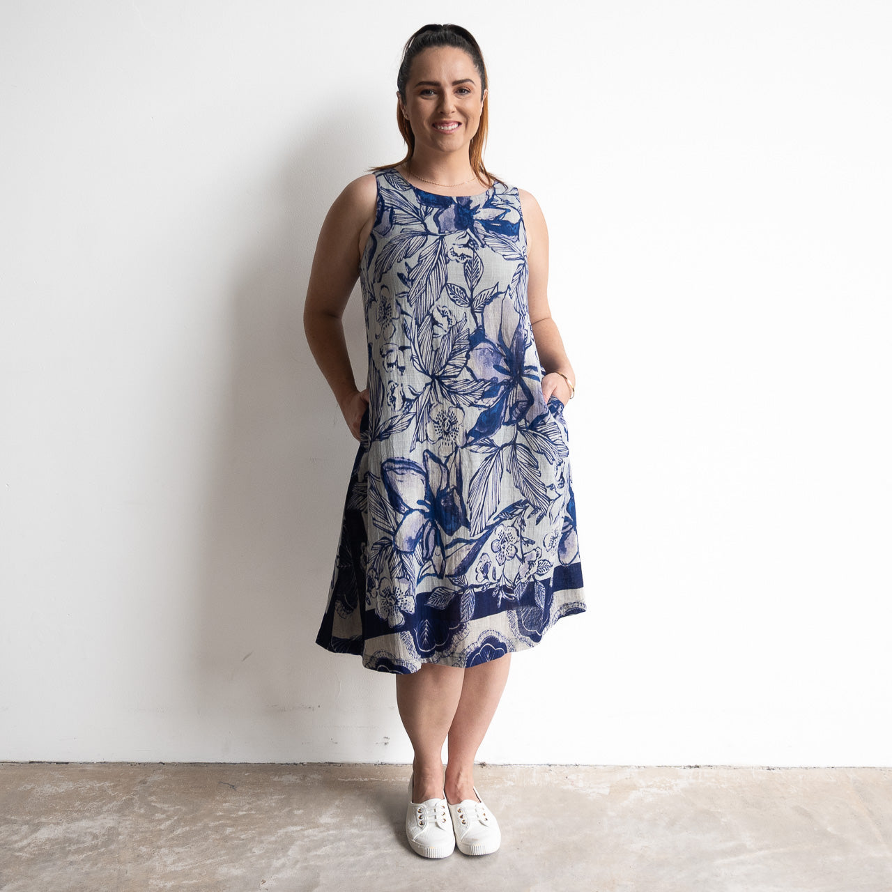 Sleeveless A-line Shift Dress - Avignon - 71004