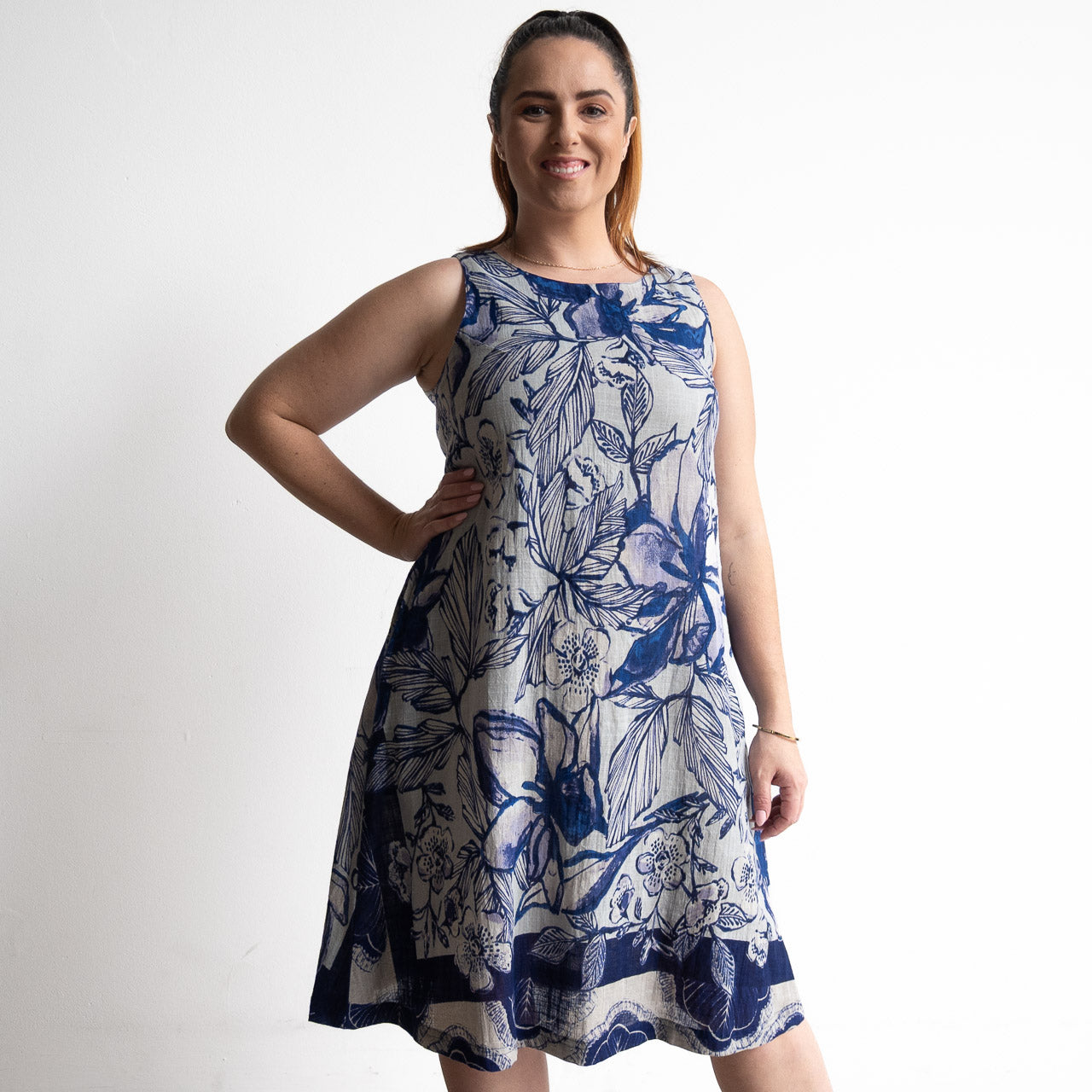 Sleeveless A-line Shift Dress - Avignon - 71004