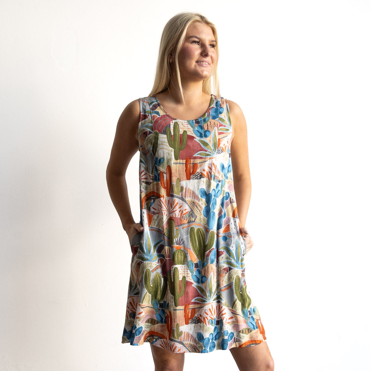 Sleeveless Shift Dress - Desert - 21879