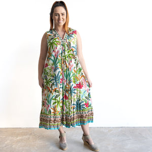 Sleeveless V-neck Midi Dress by Orientique Australia - Ovahe - 30163