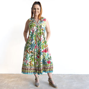 Sleeveless V-neck Midi Dress by Orientique Australia - Ovahe - 30163