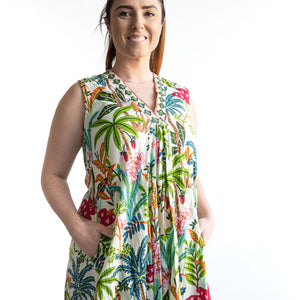 Sleeveless V-neck Midi Dress by Orientique Australia - Ovahe - 30163