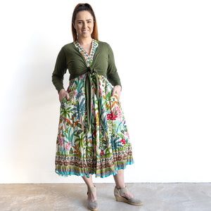 Sleeveless V-neck Midi Dress by Orientique Australia - Ovahe - 30163