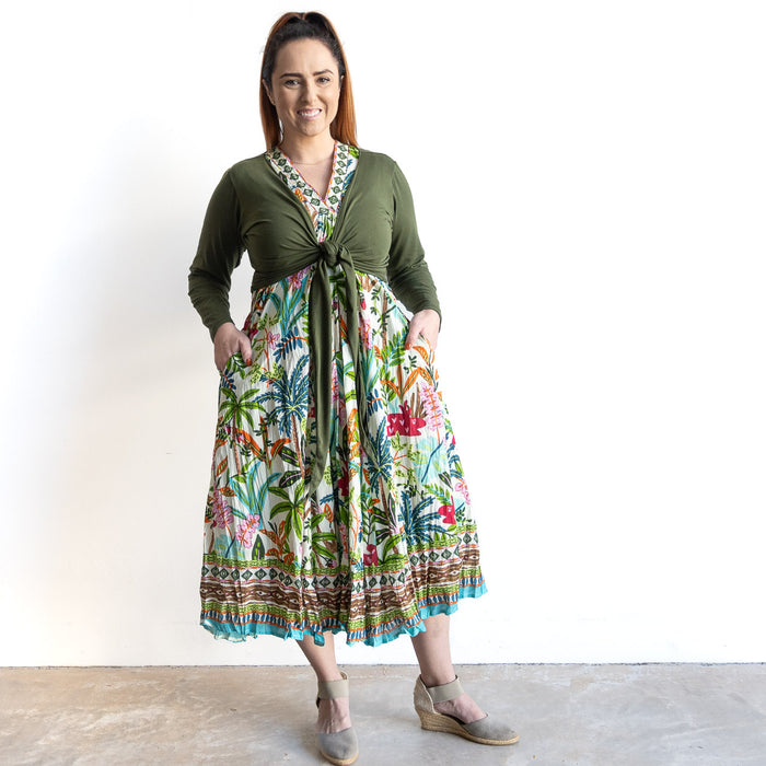 Sleeveless V-neck Midi Dress by Orientique Australia - Ovahe - 30163