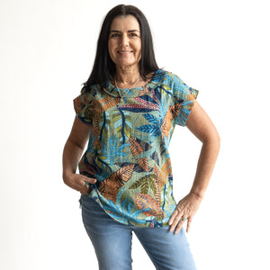 Soft Fold Neckline Top by Orientique Australia - Tayrona - 61754