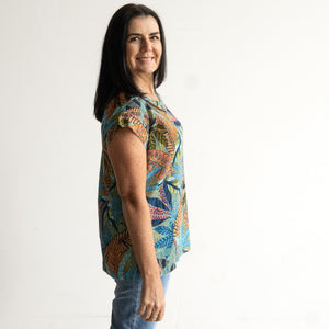 Soft Fold Neckline Top by Orientique Australia - Tayrona - 61754