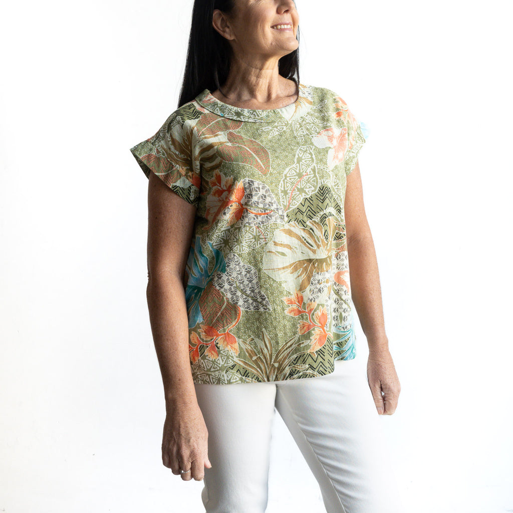 Soft Fold Neckline Top by Orientique Australia - Algarve - 22967