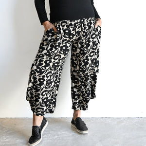Drift Drape Pants with Soft Waist - Black Floral - LXL-Sizes12to16 KOBOMO