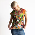 Soft Fold Neckline Top - Jardin Exotique - 1360