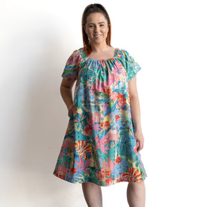 Square Neck Smock Dress by Orientique Australia - Malvinas - 30181