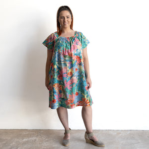 Square Neck Smock Dress by Orientique Australia - Malvinas - 30181
