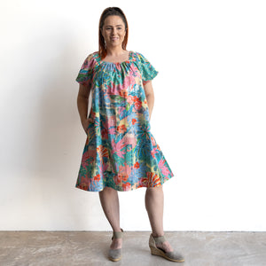 Square Neck Smock Dress by Orientique Australia - Malvinas - 30181