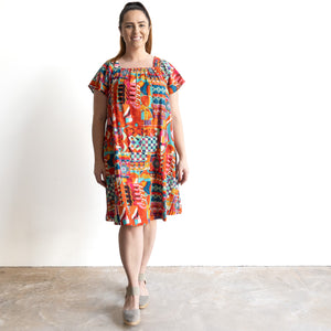 Square Neck Smock Dress by Orientique Australia - Peru - 71597