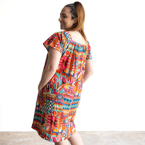 Square Neck Smock Dress by Orientique Australia - Peru - 71597