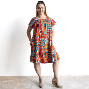 Square Neck Smock Dress by Orientique Australia - Peru - 71597