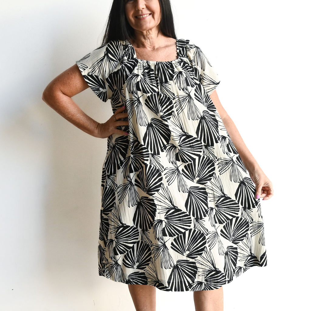 Square Neck Smock Dress by Orientique Australia - Papagayo - 71505