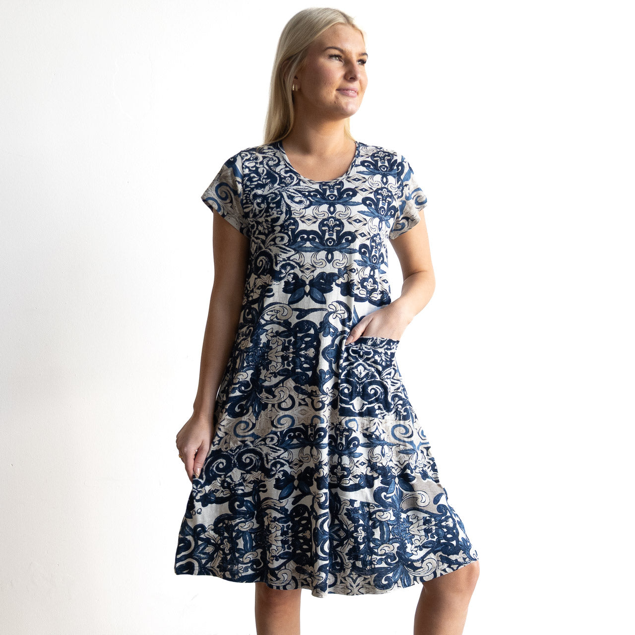 Statement A-line Knit Dress - Monaco - 21858