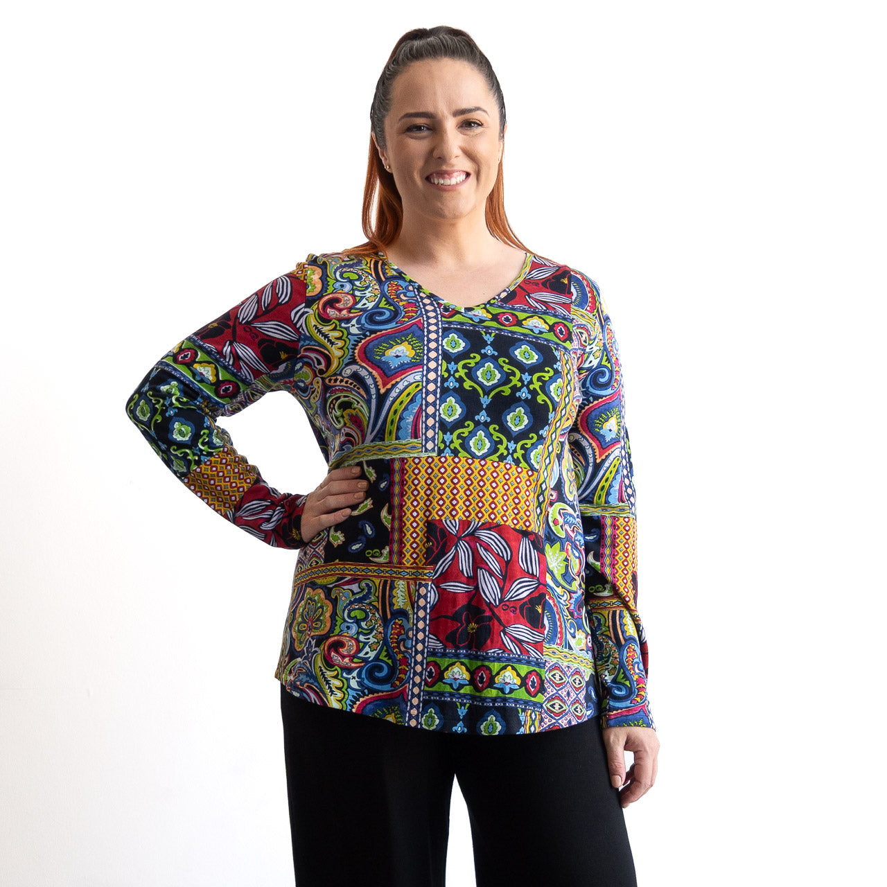 Statement T-shirt Long Sleeved by Orientique - Aubusson - 23098