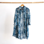 Stepping Out Long Cotton Shirt - Indigo Echo