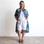 Stepping Out Long Cotton Shirt - Indigo Echo