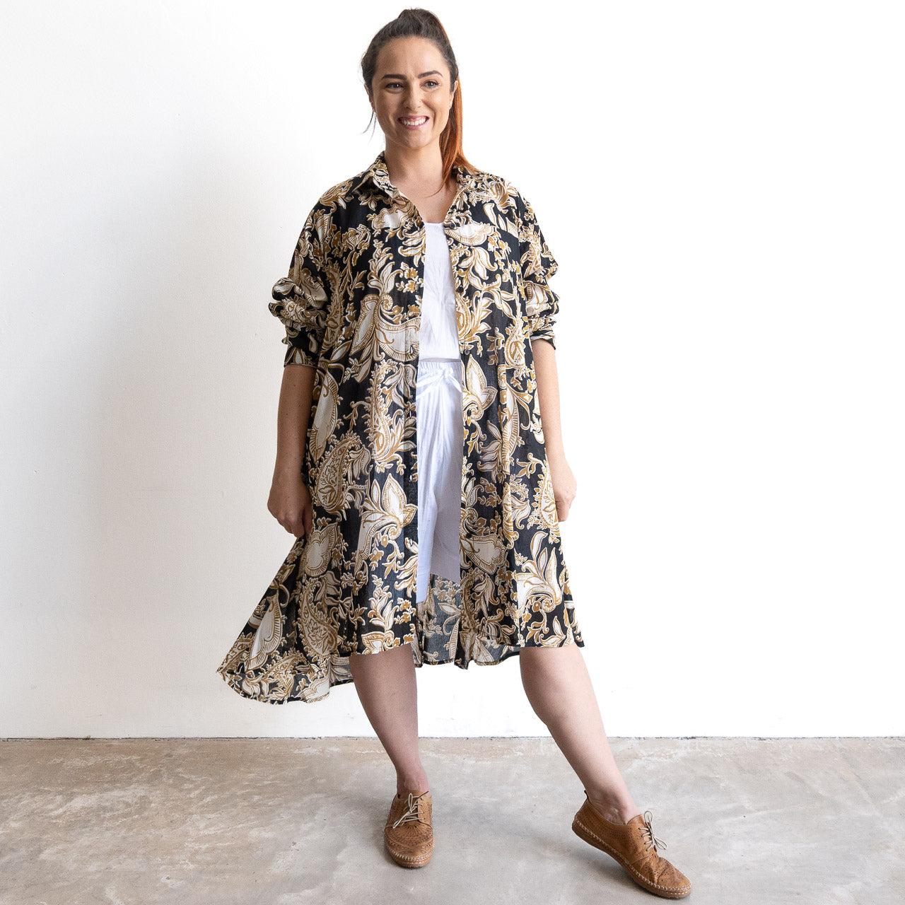 Stepping Out Long Cotton Shirt - Paisley Nouveau