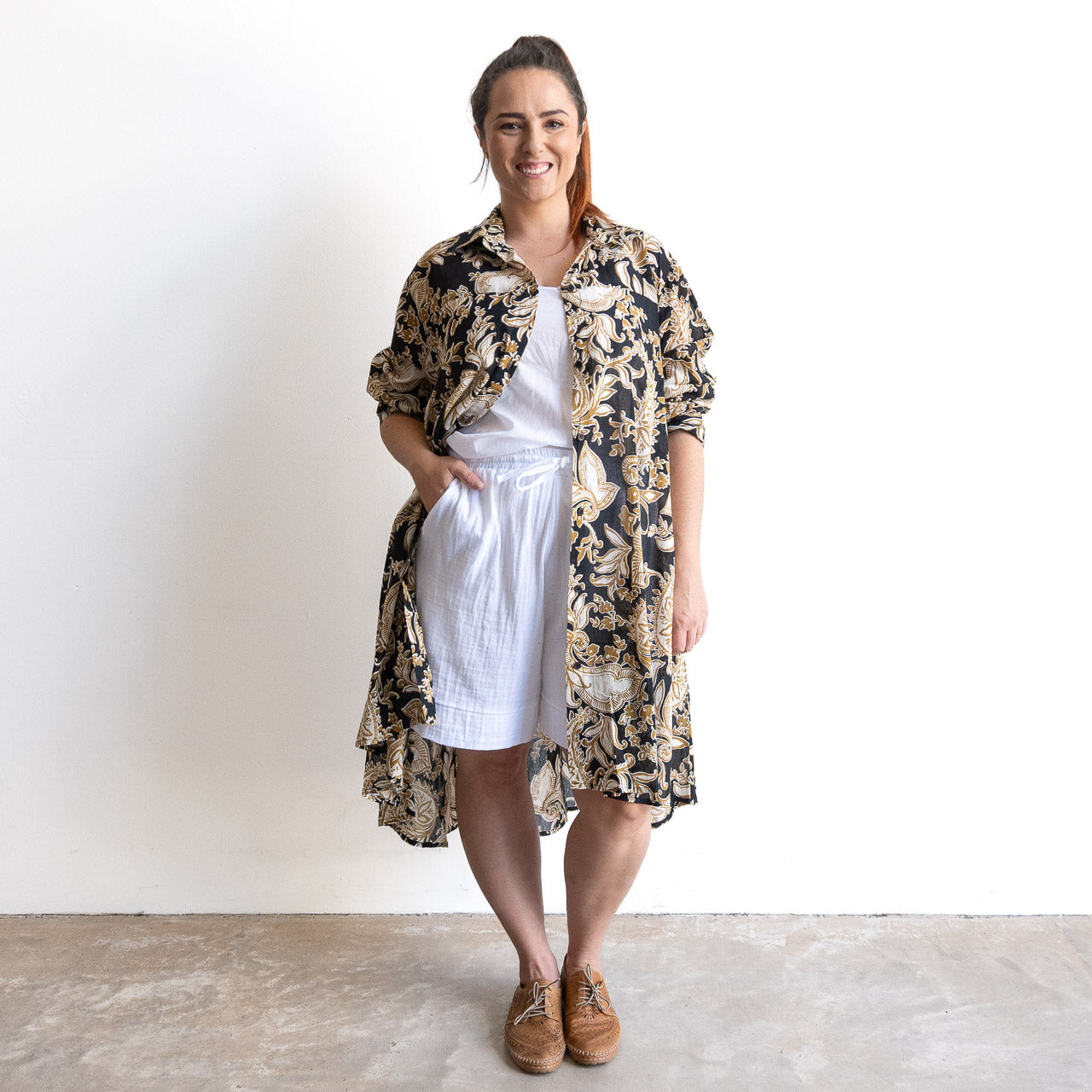 Stepping Out Long Cotton Shirt - Paisley Nouveau