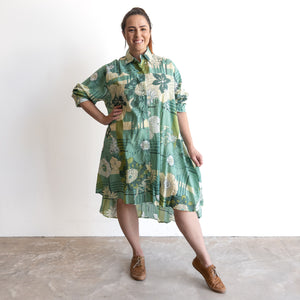 Stepping Out Long Cotton Shirt - Petal & Plaid