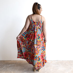 Strappy Trapeze Maxi Dress - Peru - 71602