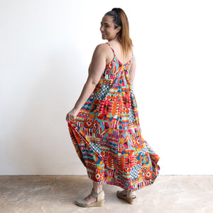Strappy Trapeze Maxi Dress - Peru - 71602