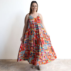 Strappy Trapeze Maxi Dress - Peru - 71602