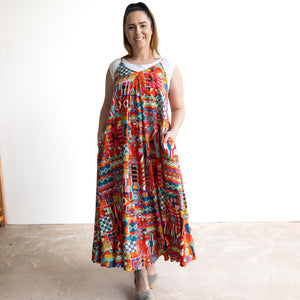 Strappy Trapeze Maxi Dress - Peru - 71602