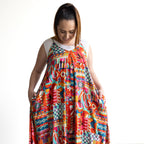 Strappy Trapeze Maxi Dress - Peru - 71602