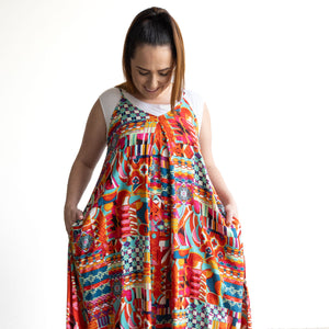 Strappy Trapeze Maxi Dress - Peru - 71602