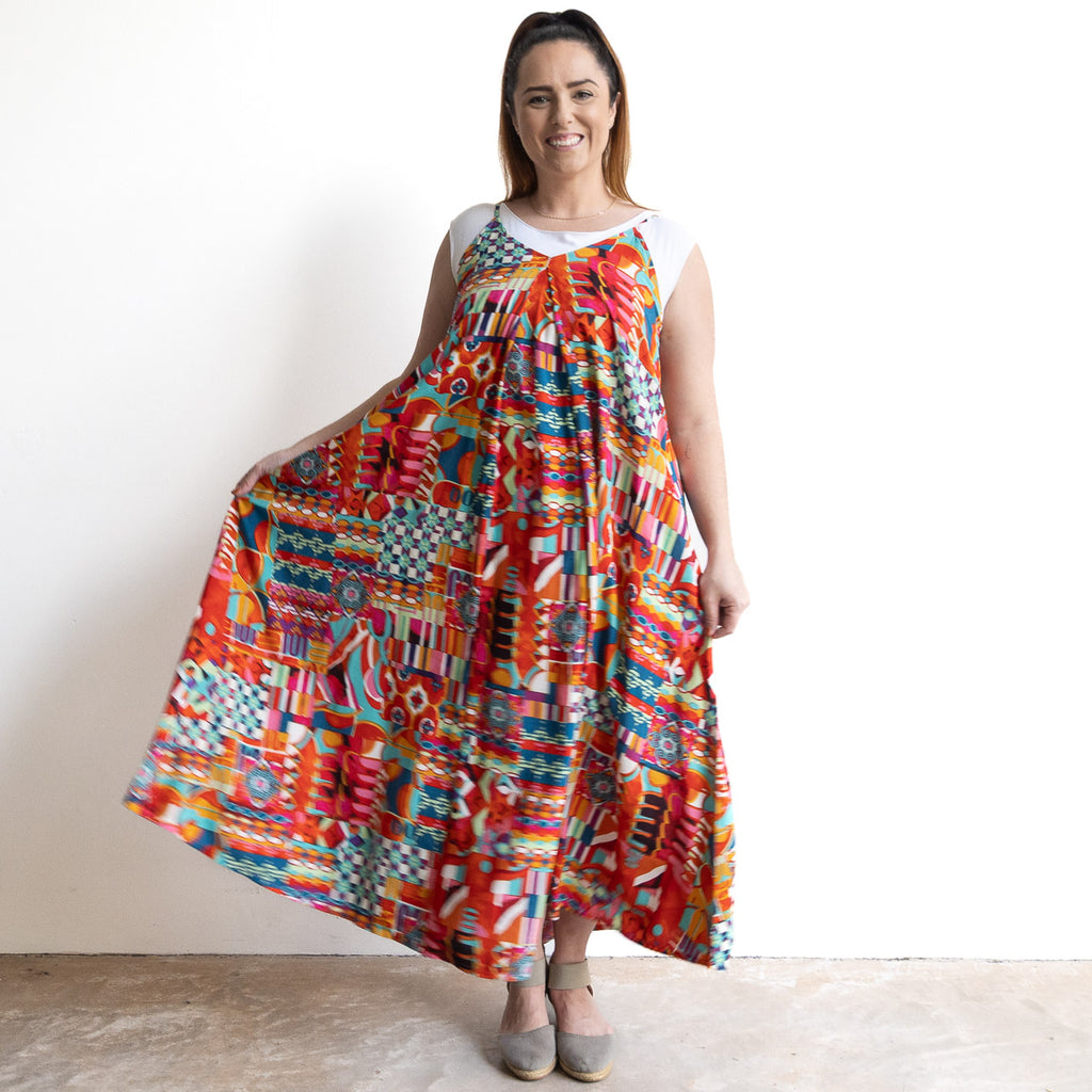 Strappy Trapeze Maxi Dress - Peru - 71602