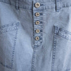 Stretch Denim Button Skirt by Cafe Latte - Enzyme Wash