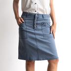 Stretch Denim Button Skirt by Cafe Latte - Enzyme Wash