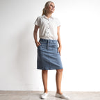 Stretch Denim Button Skirt by Cafe Latte - Enzyme Wash