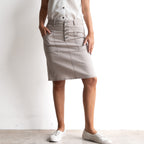 Stretch Denim Button Skirt by Cafe Latte - Enzyme Wash