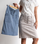 Stretch Denim Button Skirt by Cafe Latte - Enzyme Wash