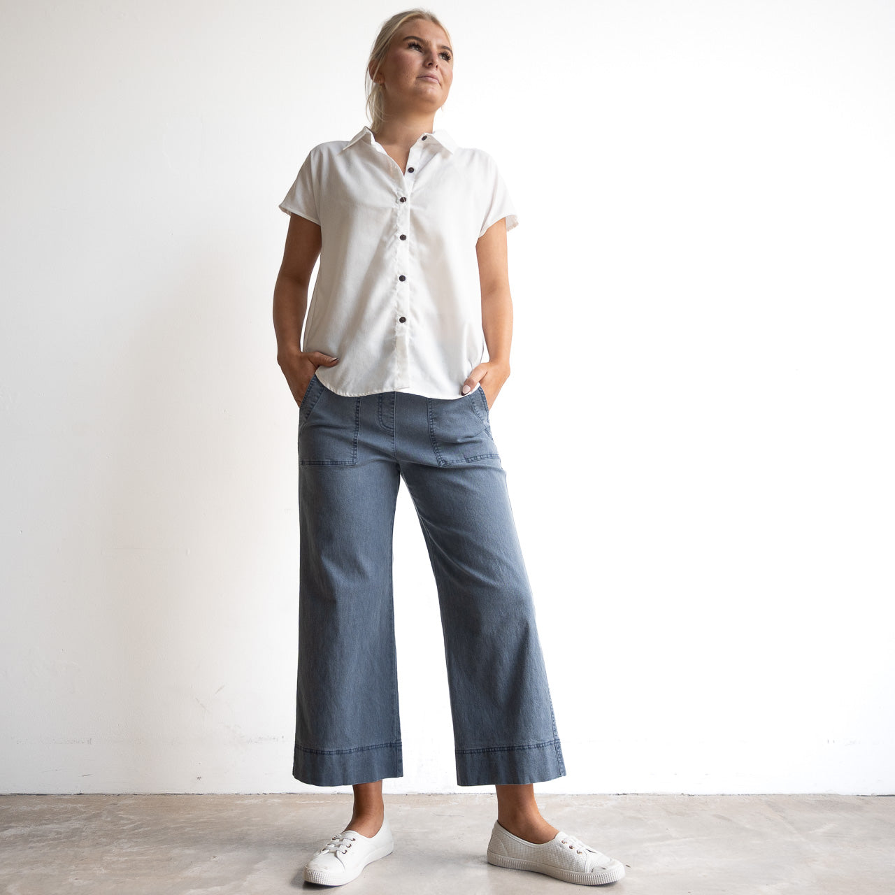 Stretch Denim Cuff Pant by Cafe Latte - Enzyme Wash