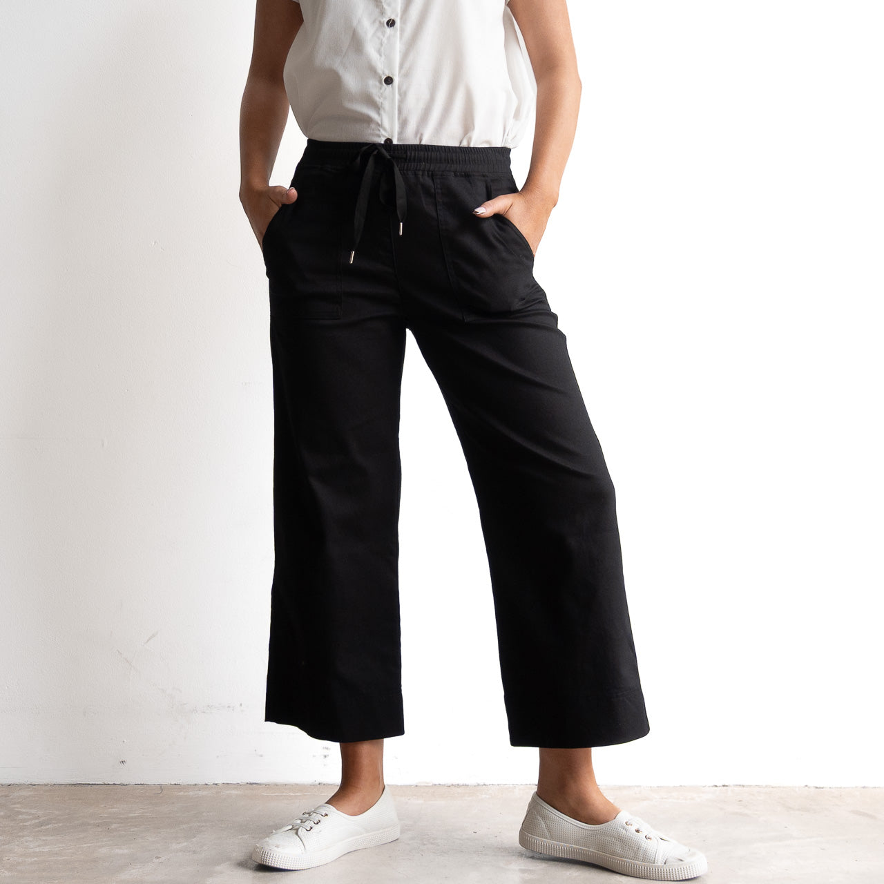 Stretch Denim Cuff Pants by Cafe Latte in Classic Colours