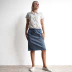 Stretch Denim Drawstring Skirt by Cafe Latte - Enzyme Wash