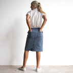 Stretch Denim Drawstring Skirt by Cafe Latte - Enzyme Wash