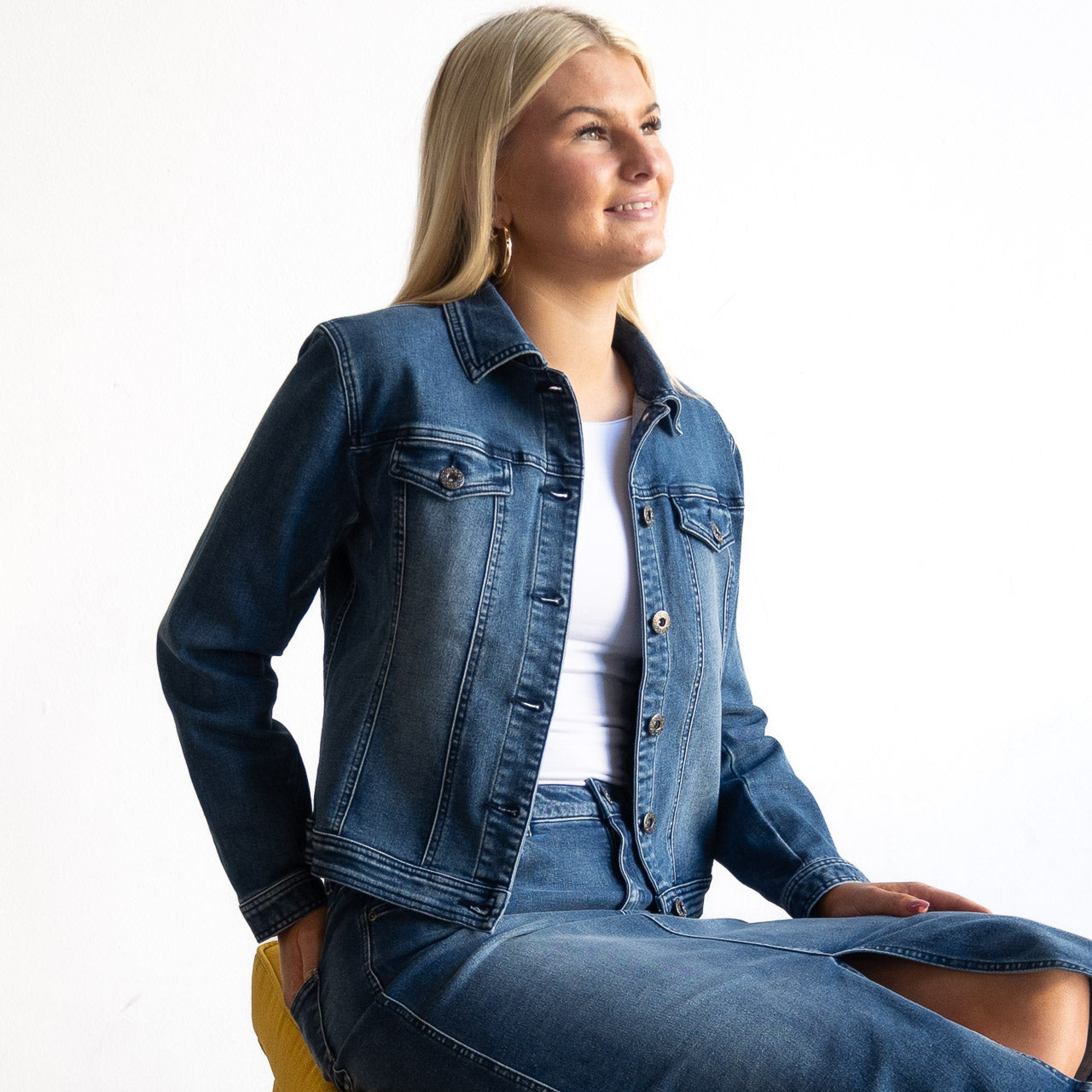 Stretch Denim Jacket by Cafe Latte
