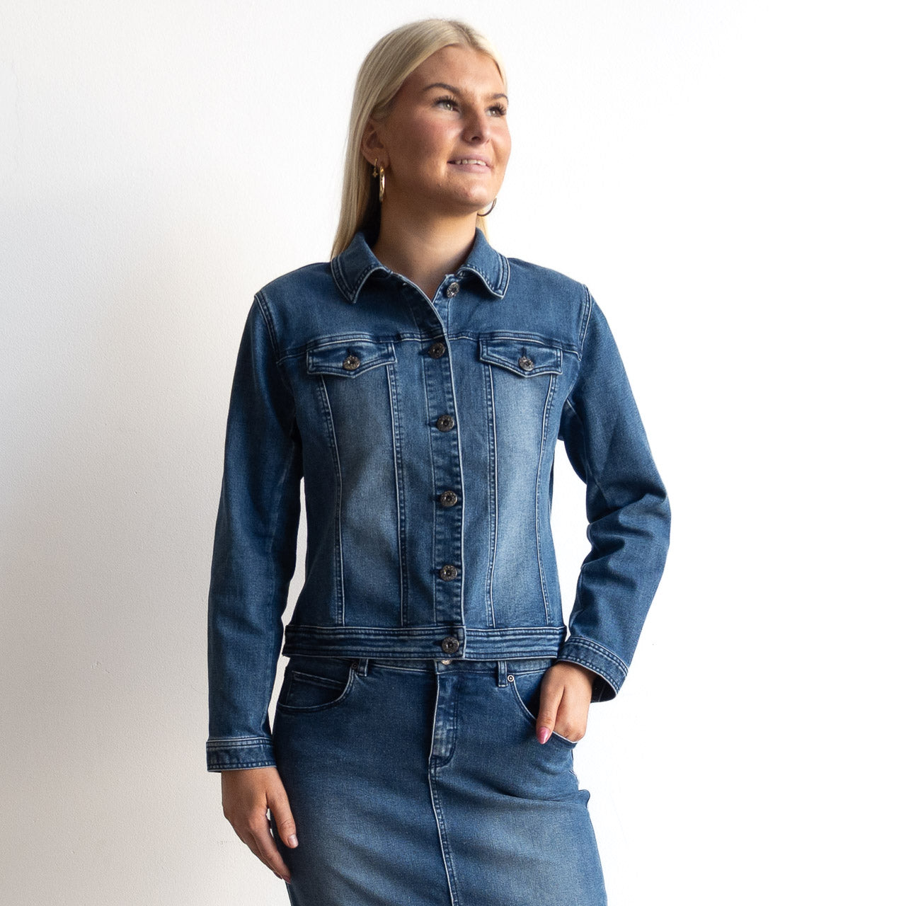 Stretch Denim Jacket by Cafe Latte
