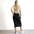 Stretch Denim Midi Skirt by Cafe Latte in Classic Colours