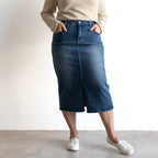 Stretch Denim Midi Skirt by Cafe Latte