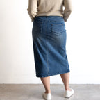 Stretch Denim Midi Skirt by Cafe Latte