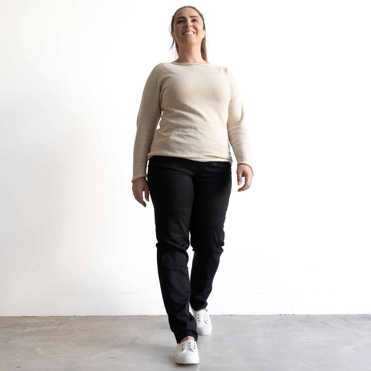 Stretch Denim Pants by Cafe Latte in Classic Colours