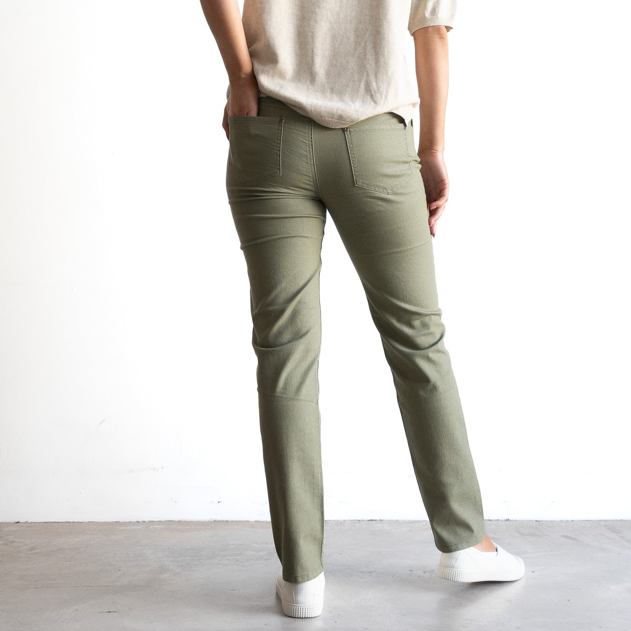 Stretch Denim Pants by Cafe Latte in Classic Colours
